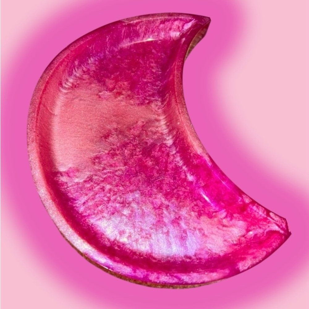 Colorful Pink Crescent-Shaped Decorative Moon Tray